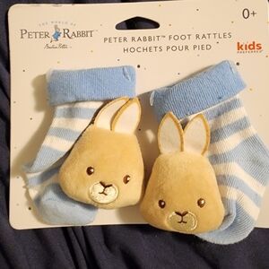 Peter Rabbit Blue and Tan Foot Rattles